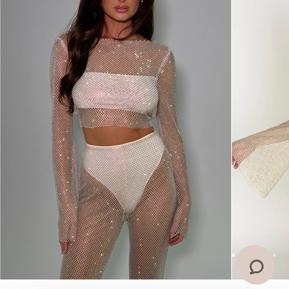 Meshki Diamonte mesh cowl top